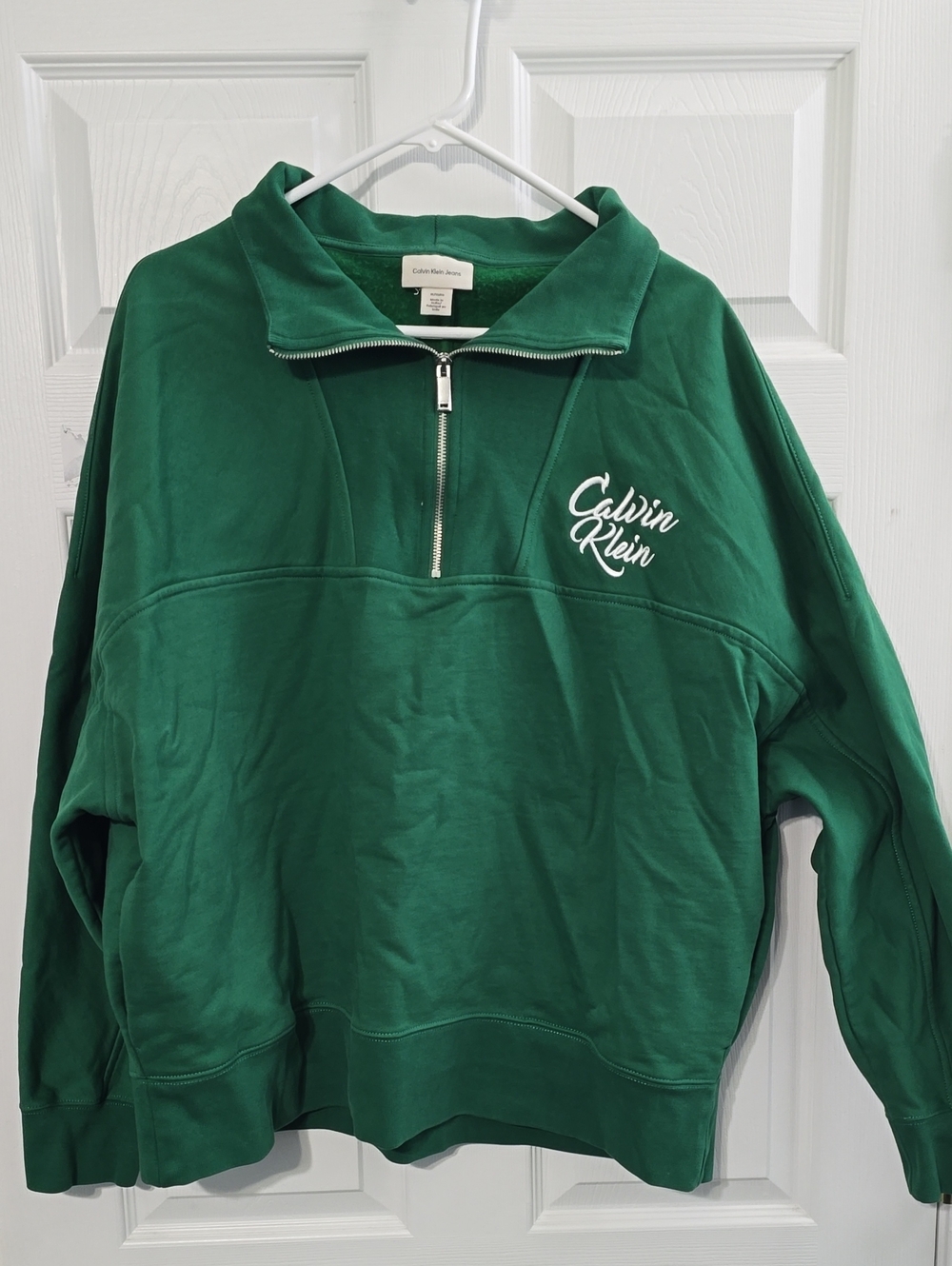 Calvin Klein Men’s Emerald Green Quarter-Zip Pullover Sweatshirt